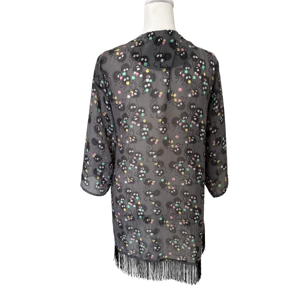 Studio Ghibli Soot Sprite Kimono Sheer Lightweight Black Fringe - Picture 2 of 15
